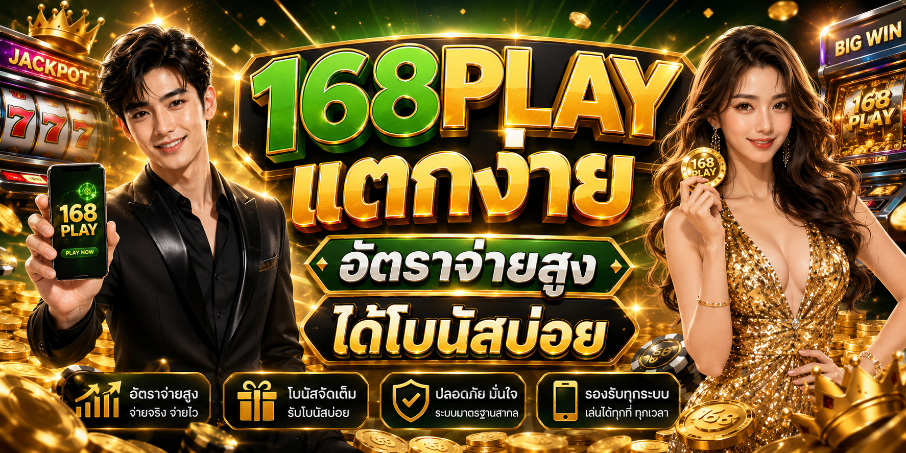 168PLAY สล็อตเว็บตรง แตกบ่อย เล่นง่าย รวมเกม PG ยอดนิยม
